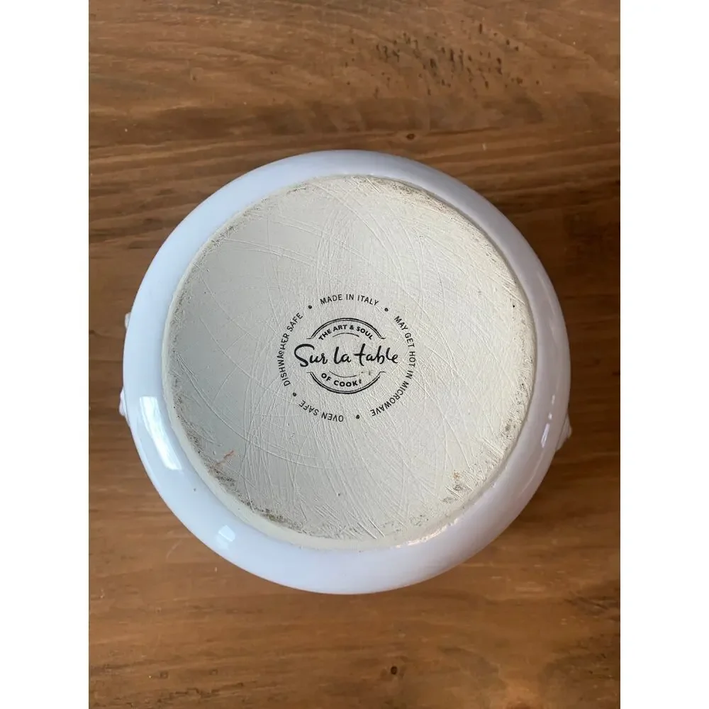 Sur La Table Round Covered Baking Dish White Serving Dish Soup 6